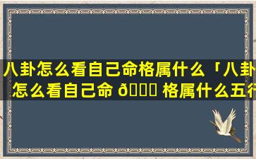 八卦怎么看自己命格属什么「八卦怎么看自己命 🐈 格属什么五行 🦋 」